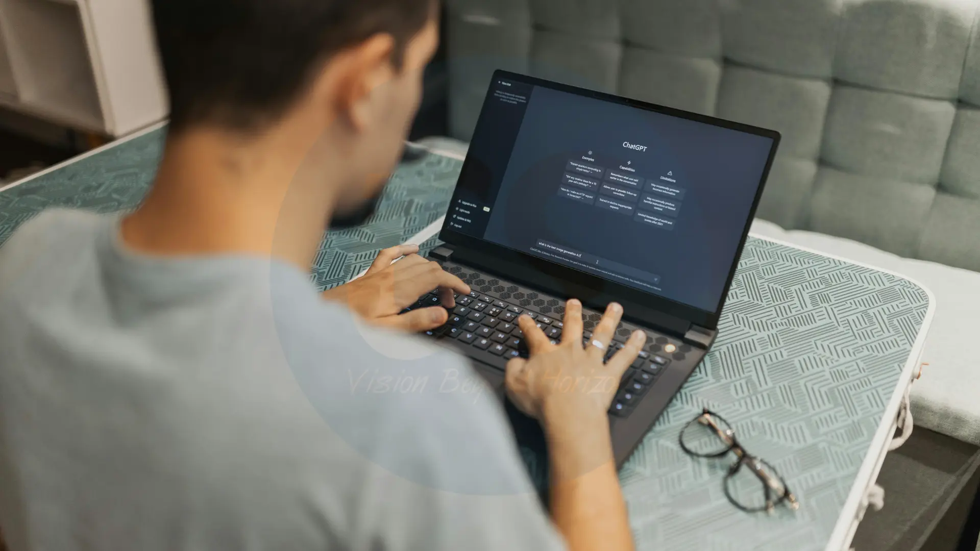 a person using AI in laptop